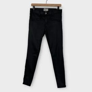 Current/Elliott Women’s Size 26 Black Coated The Soho Zip Stiletto Skinny Jeans